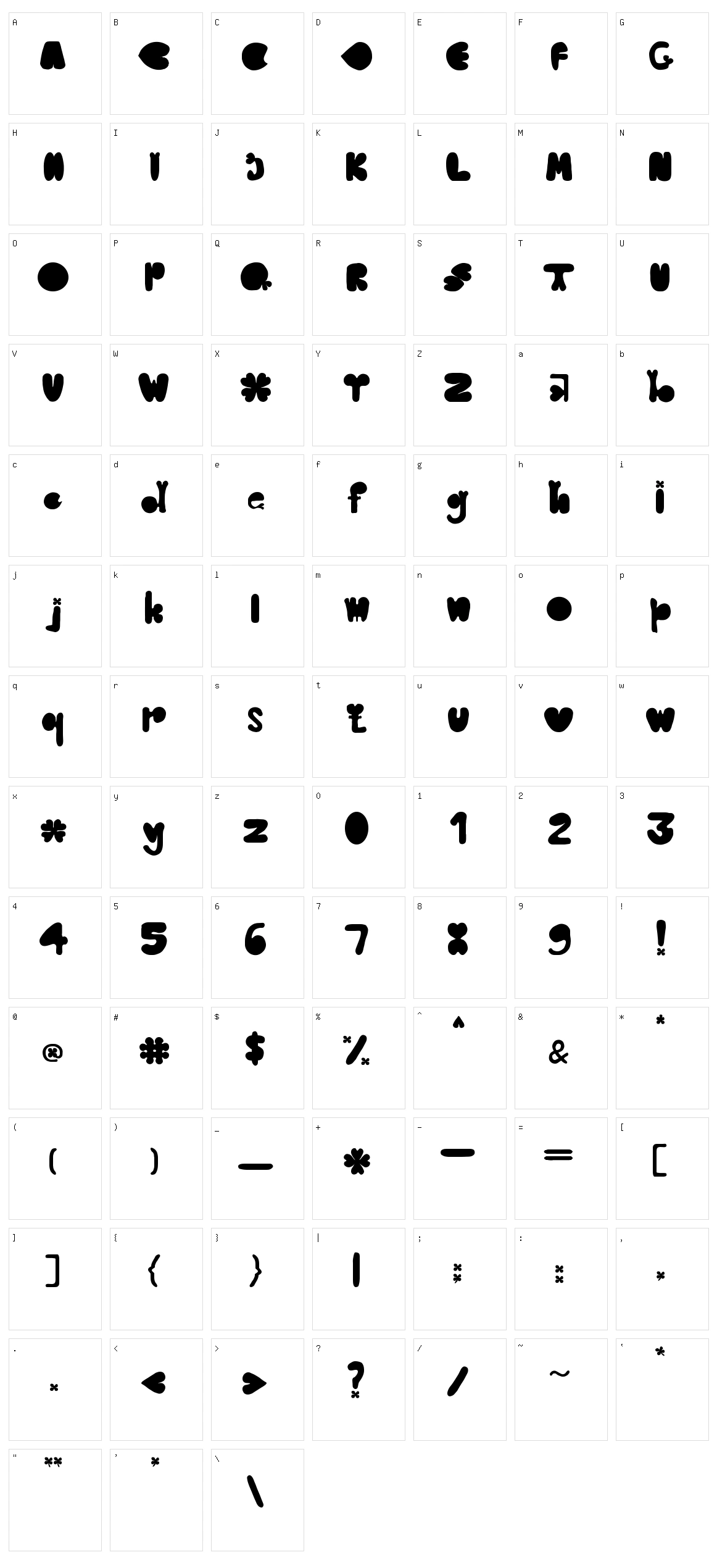 Clover Typeface Character Set