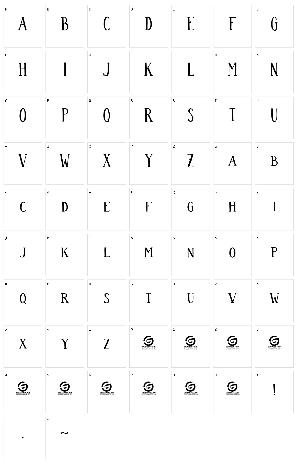 Colombina Character Set