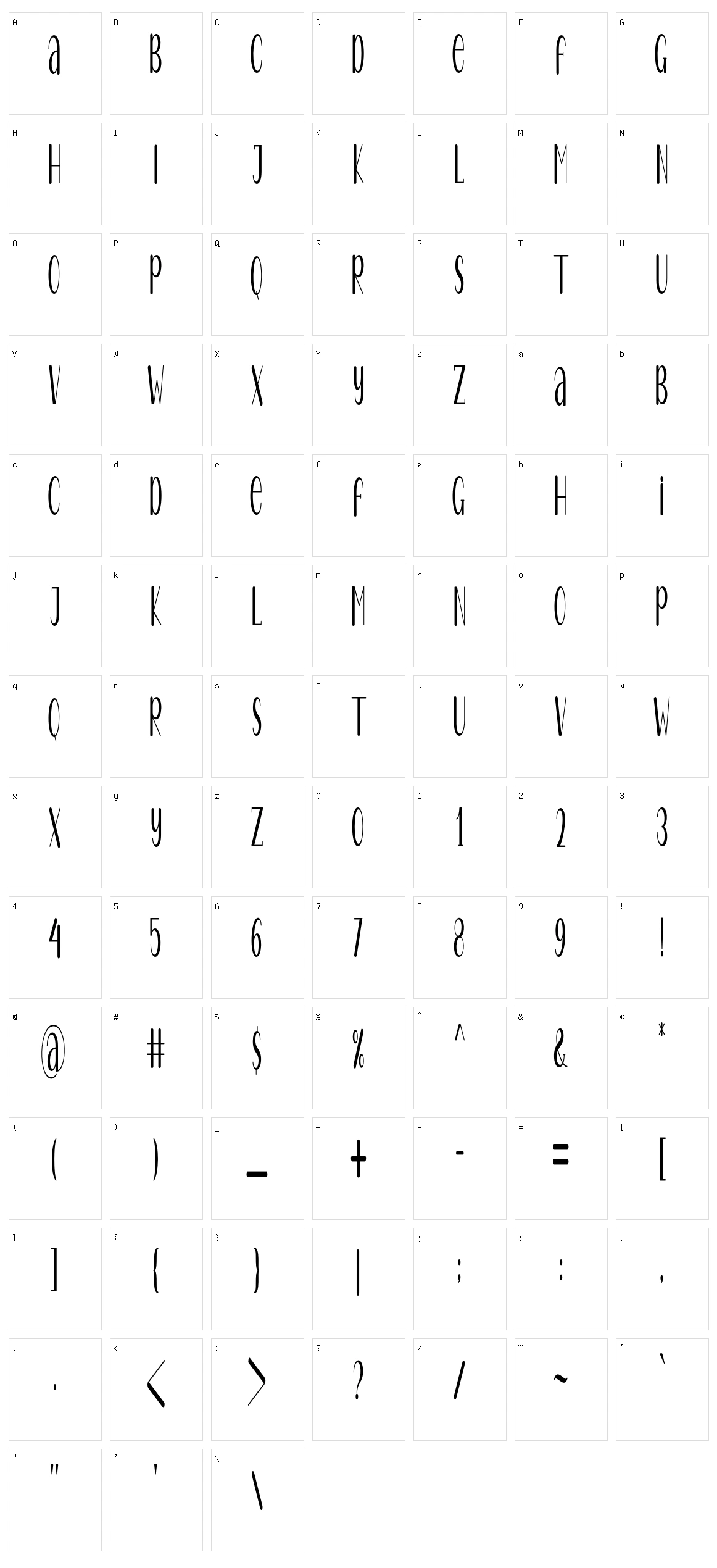Colombus Character Set