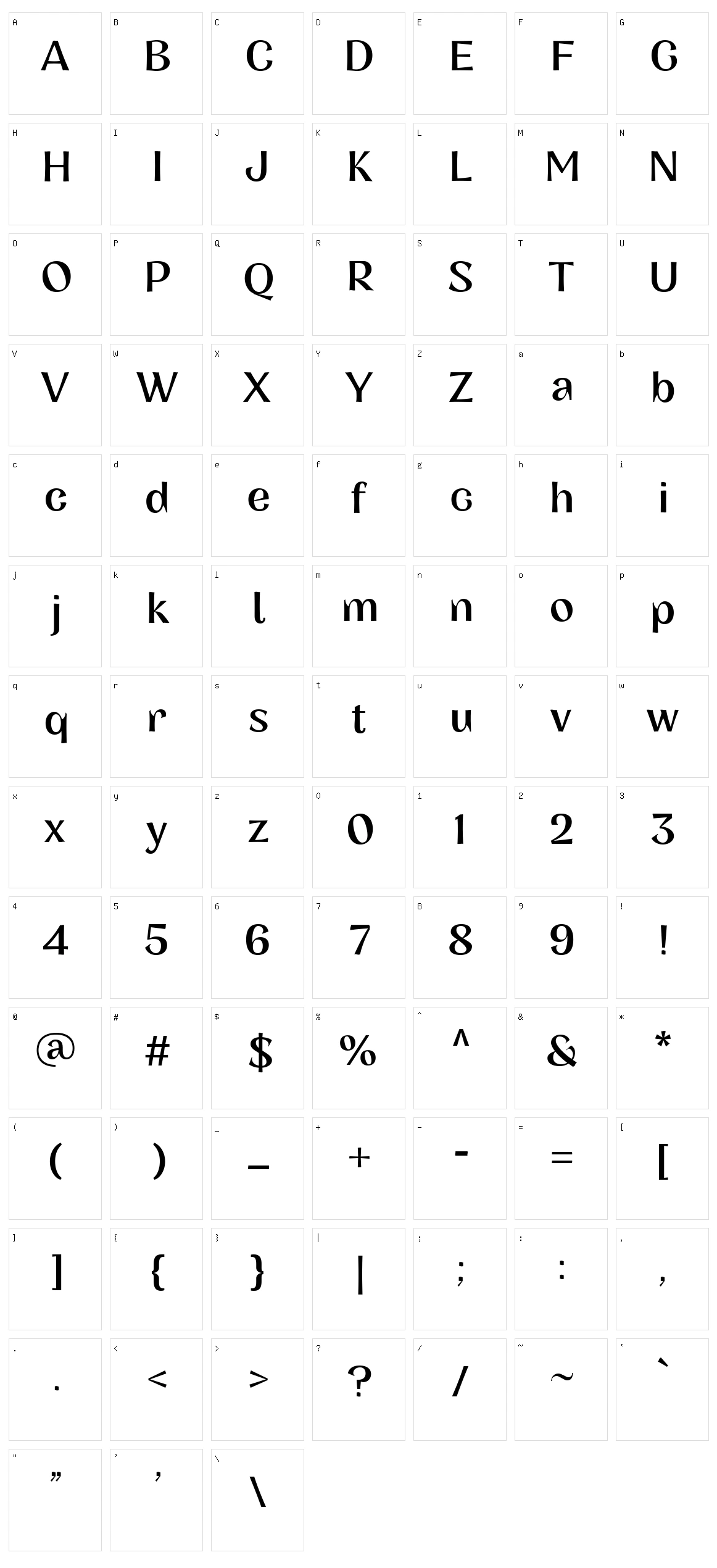 Concreate Fill Character Set