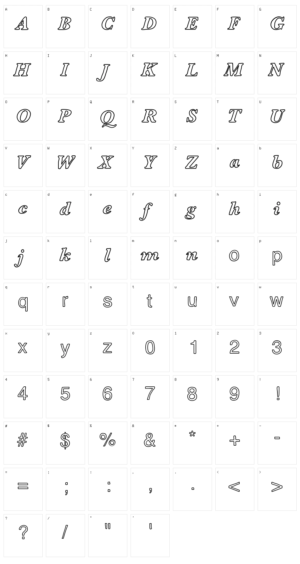 Contour De Lettres Character Set