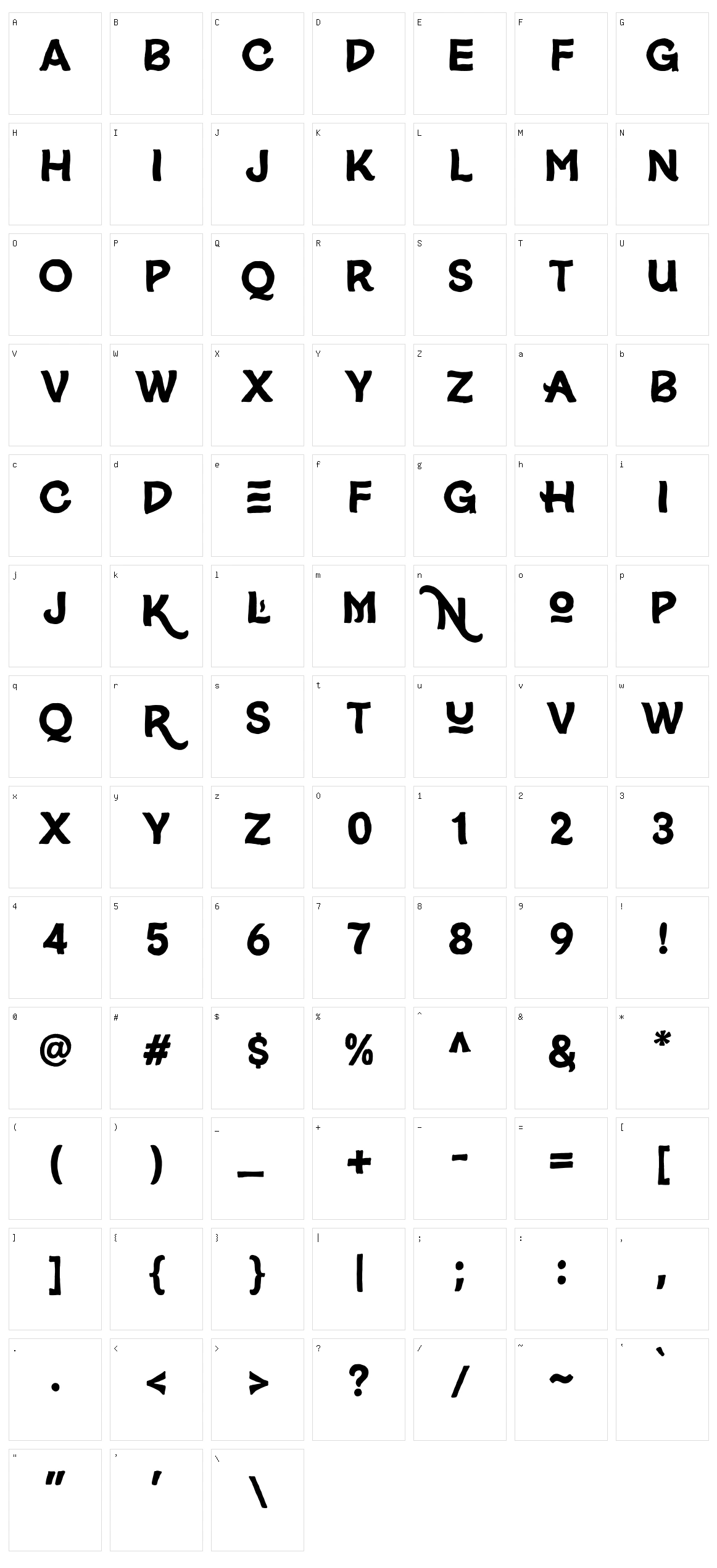 Cronera Character Set