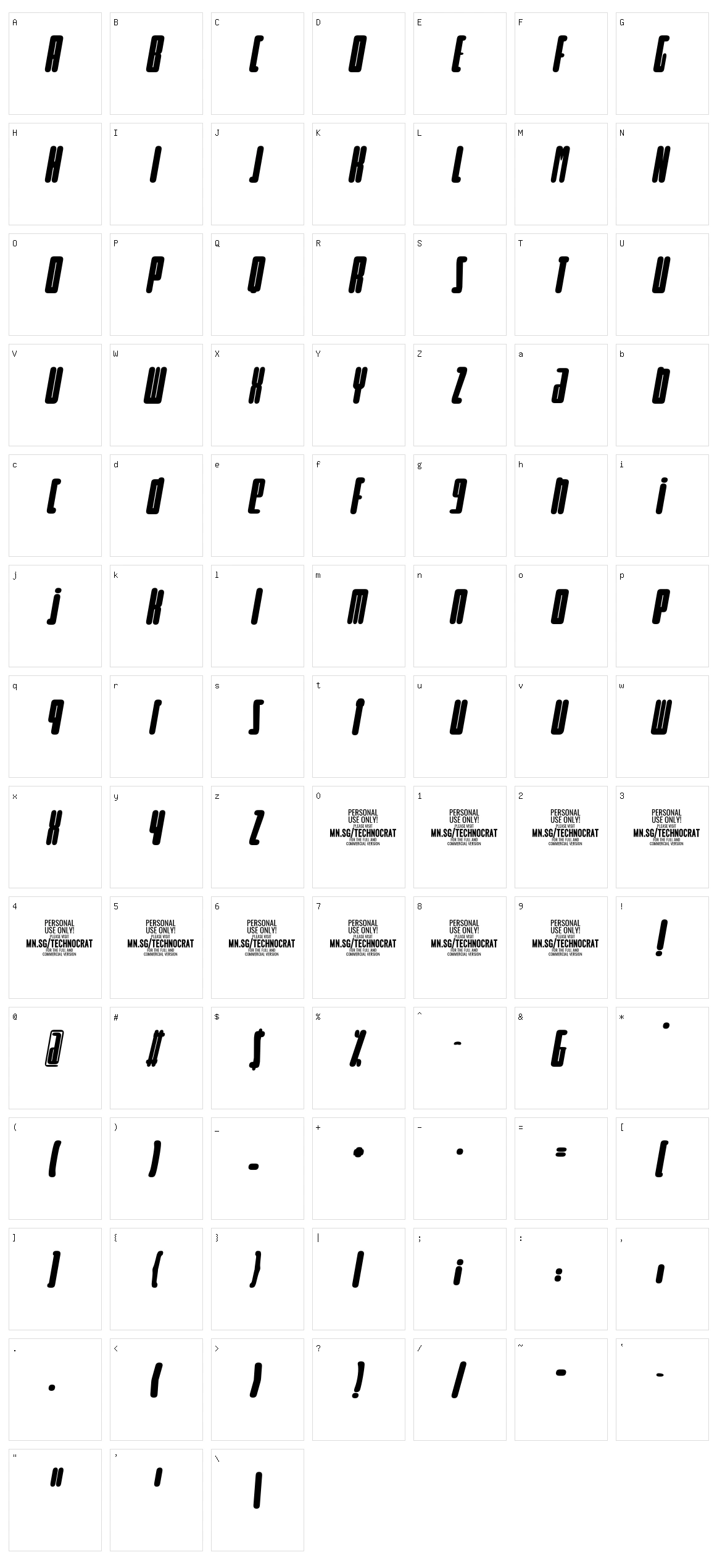 Curvi Technocrat Character Set