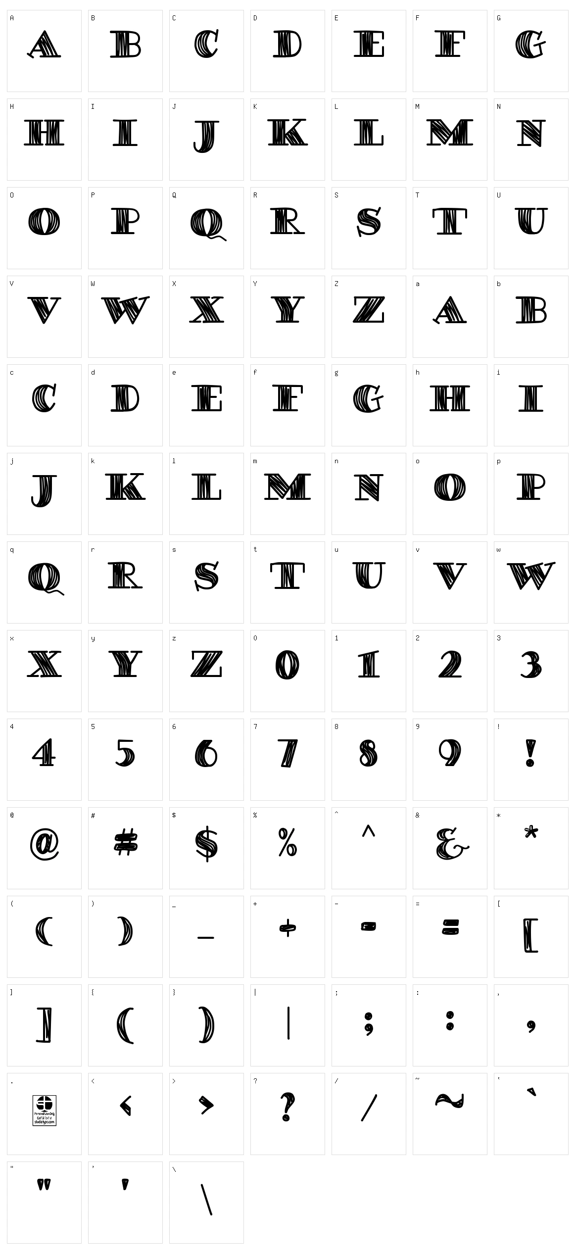 Degaws Character Set