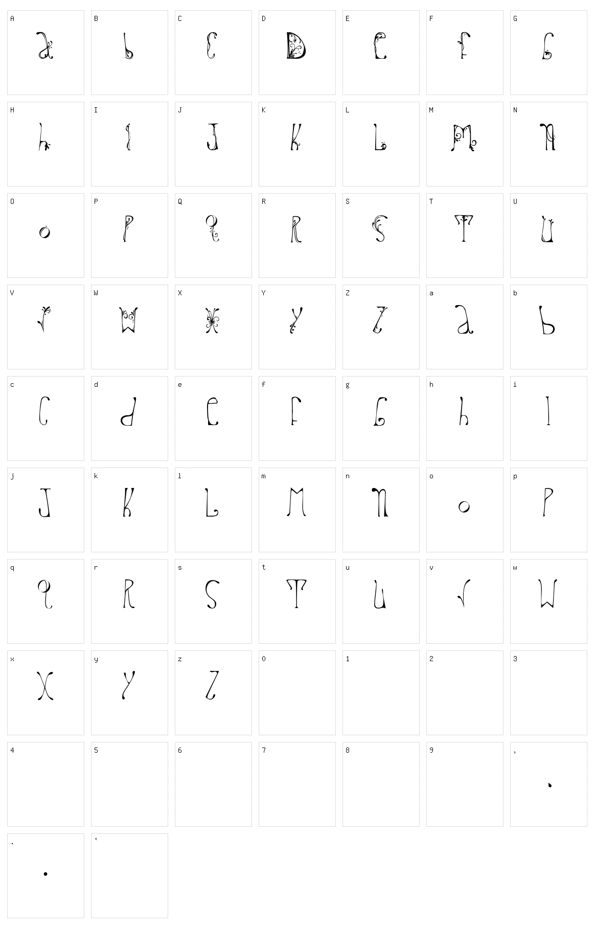 Delfinah Character Set
