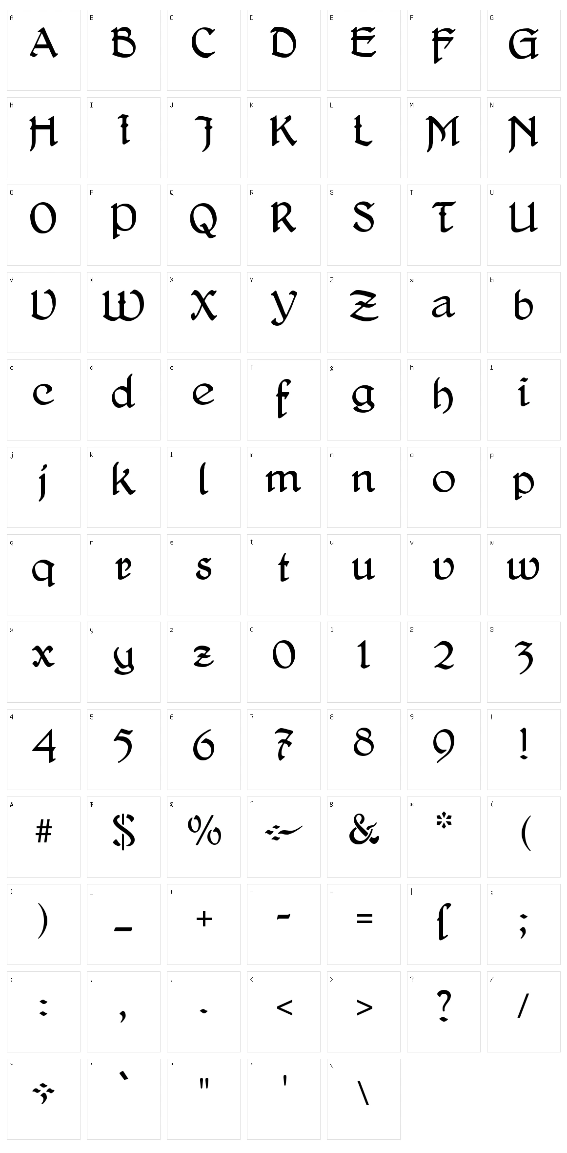 Delitsch Antiqua Character Set