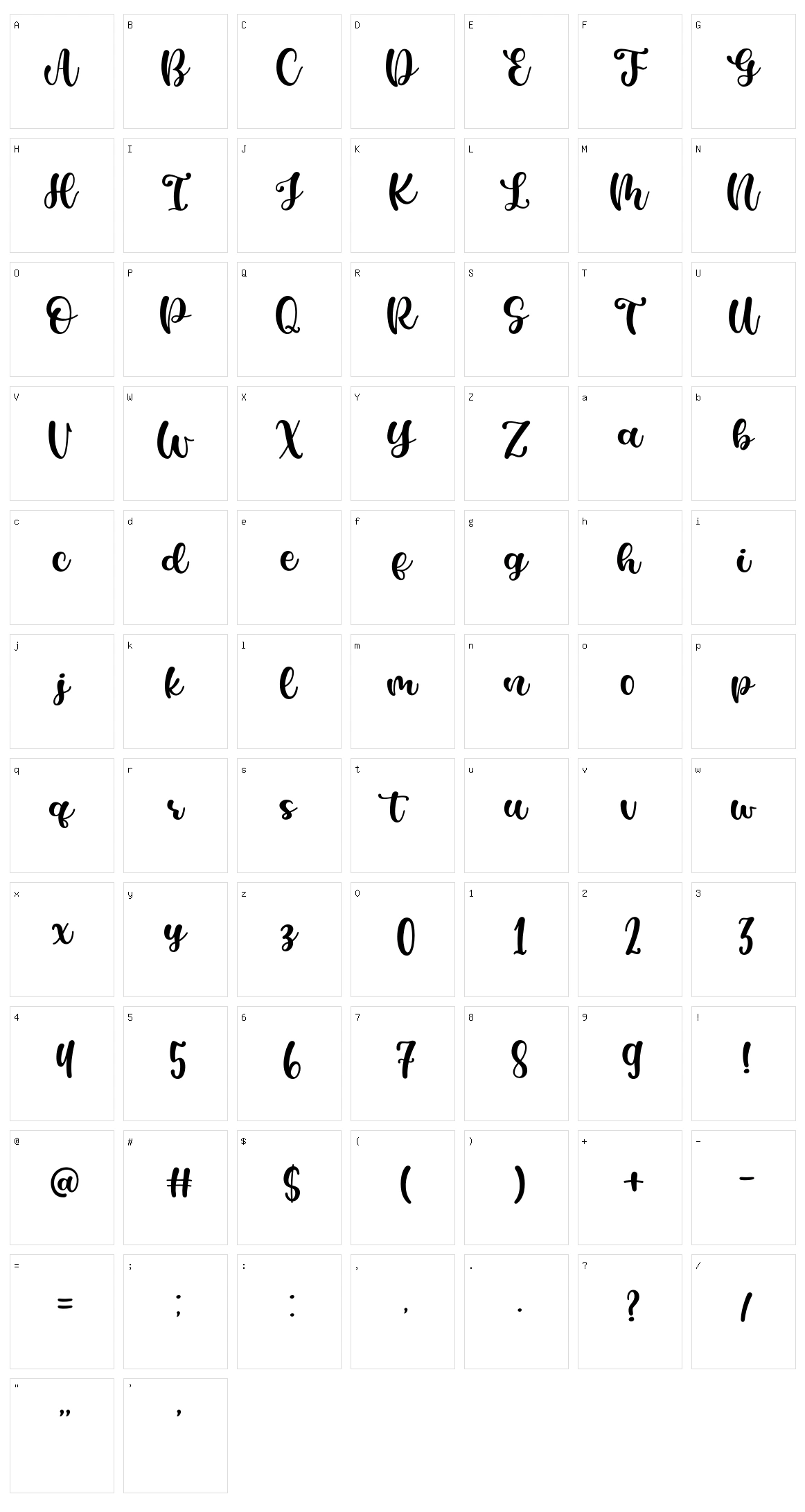 Casking Cream Script Character Set