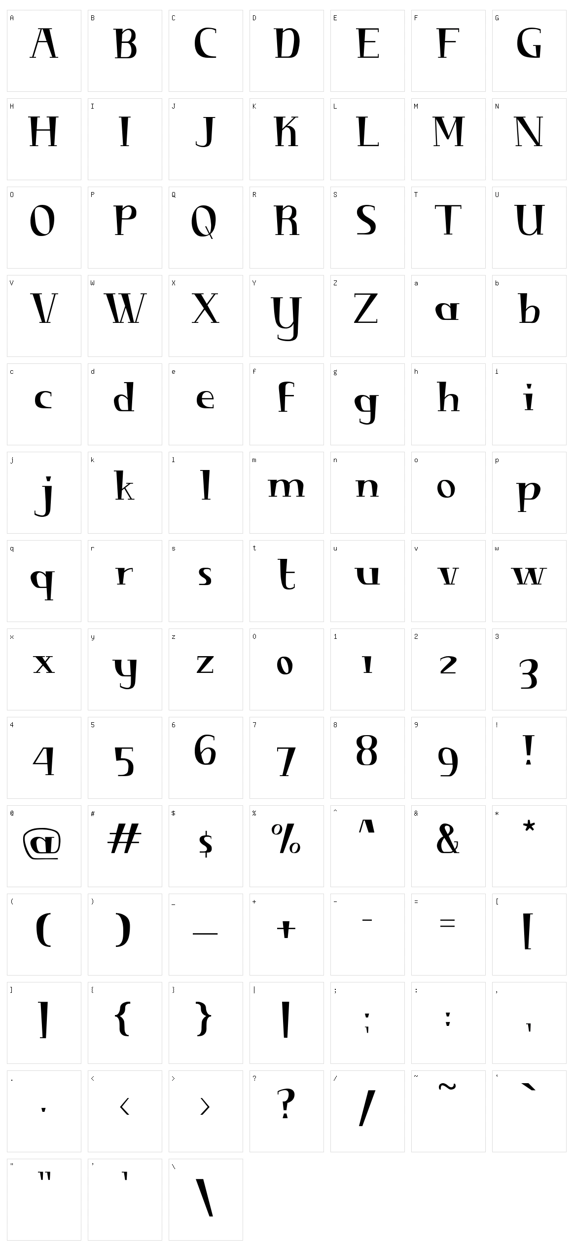 Diminuendo Character Set