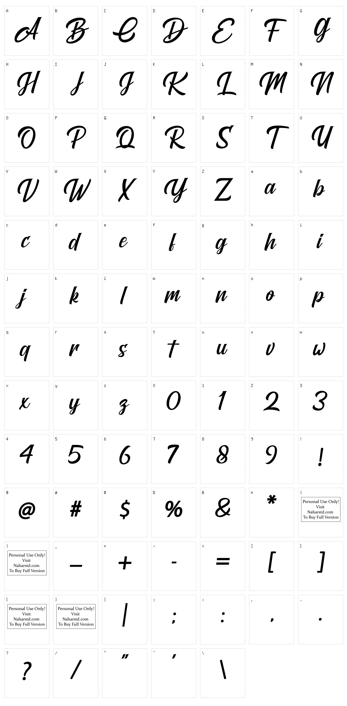 Brightons Character Set