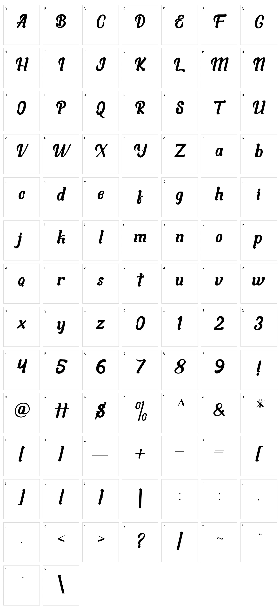 Daybury Character Set