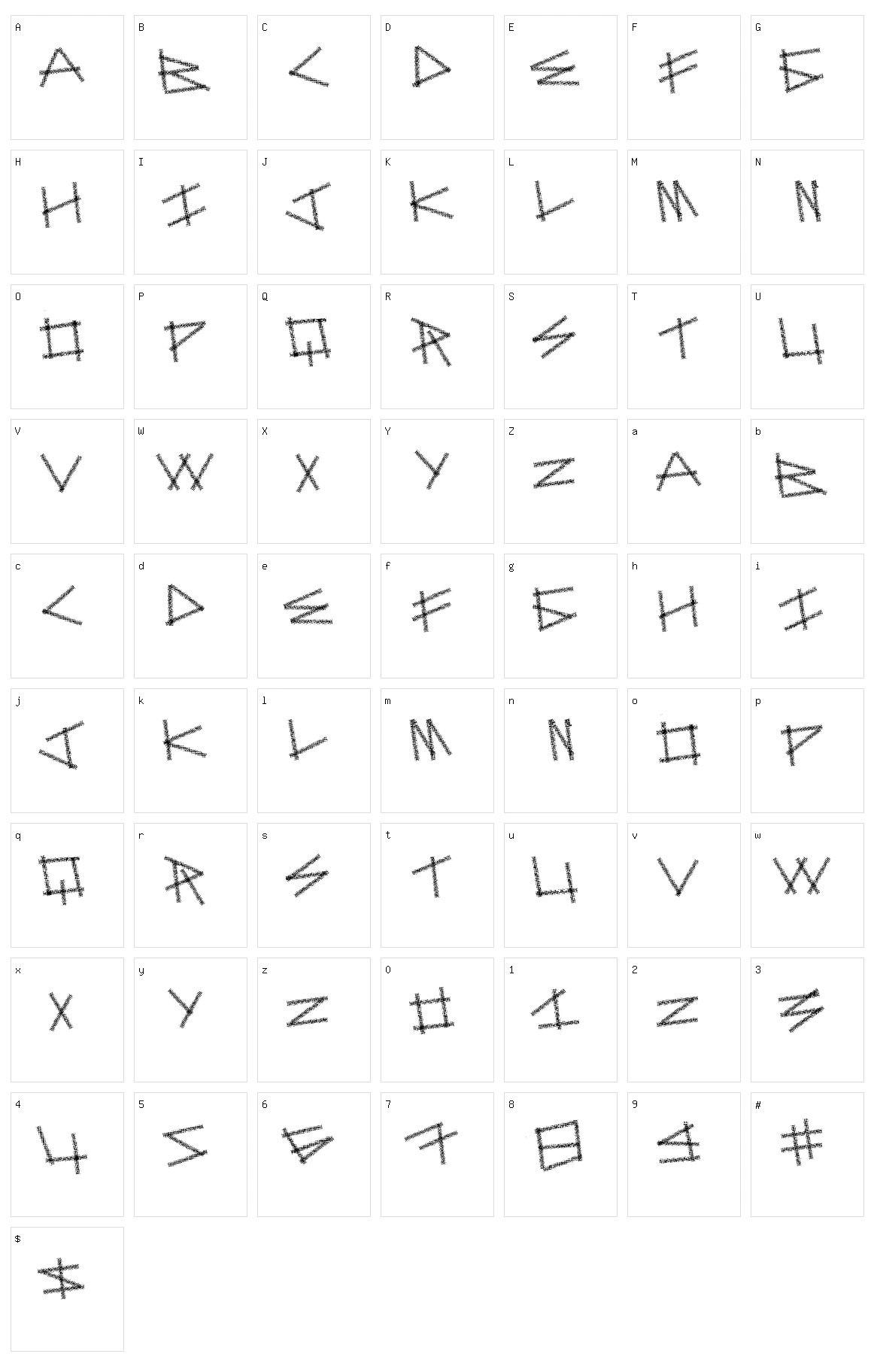 Dot Sticks Character Set