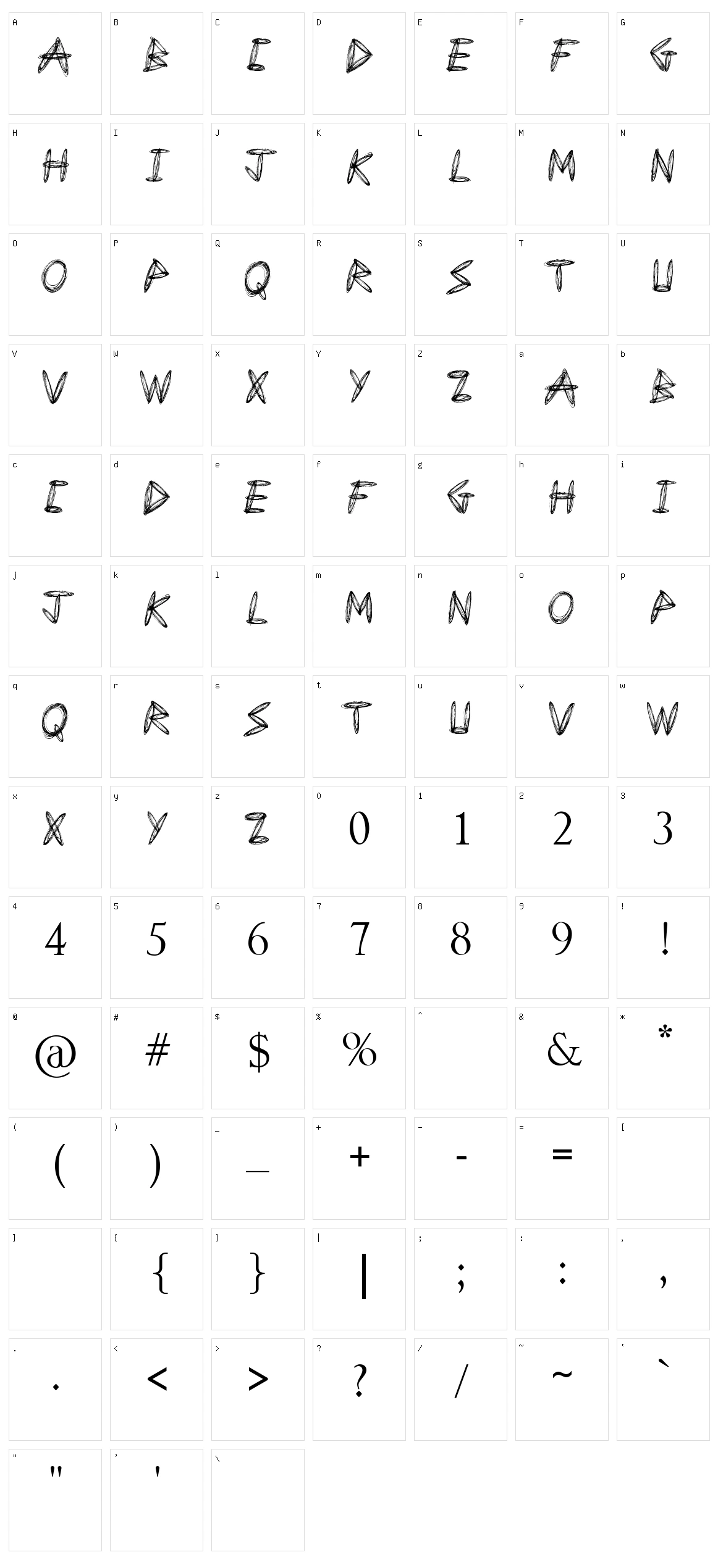 Draw Freehand Character Set
