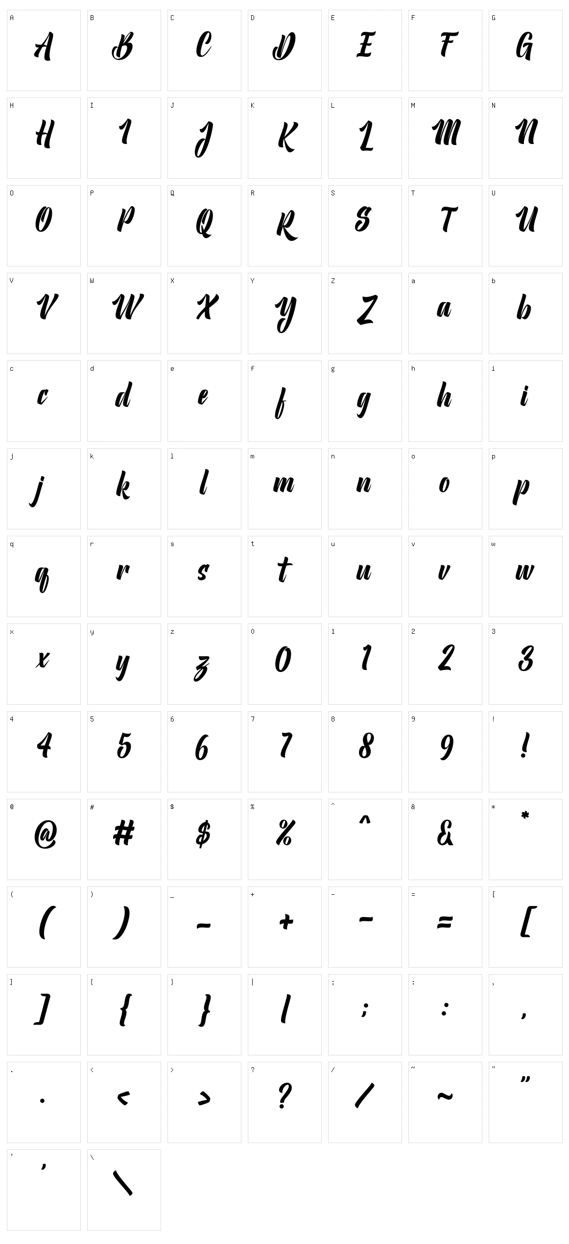 Mintaka Character Set