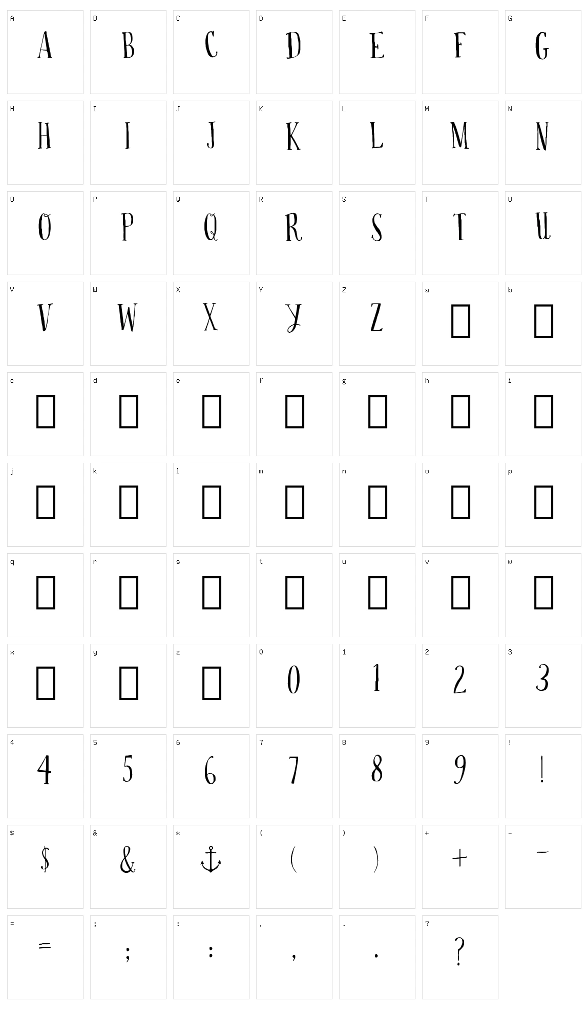 Drop your anchor Character Set