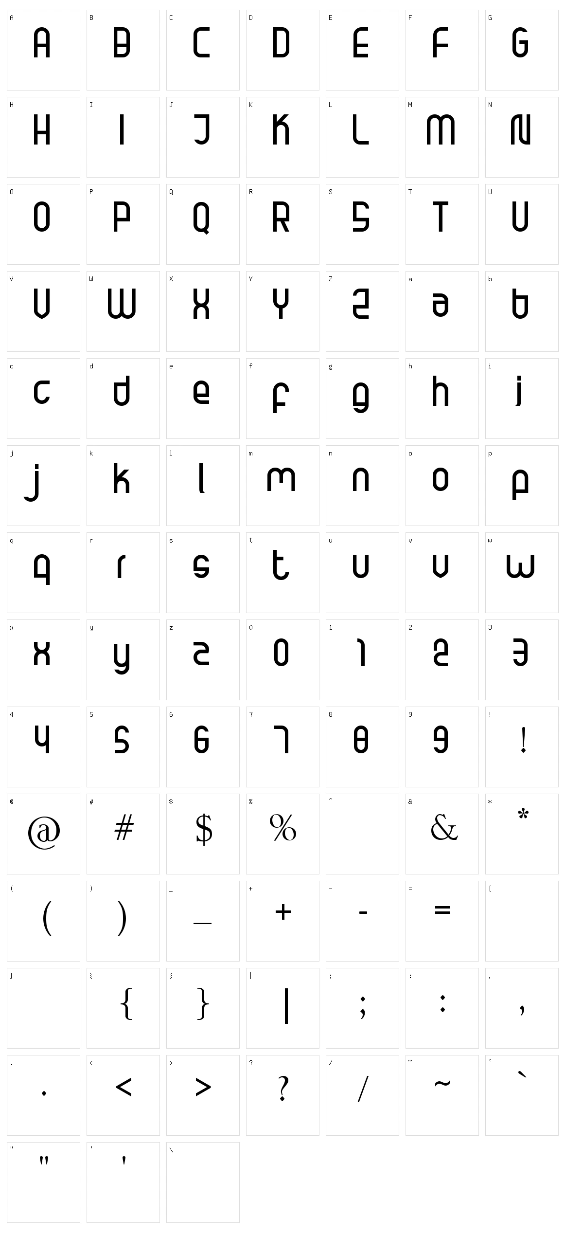 Dugal Character Set