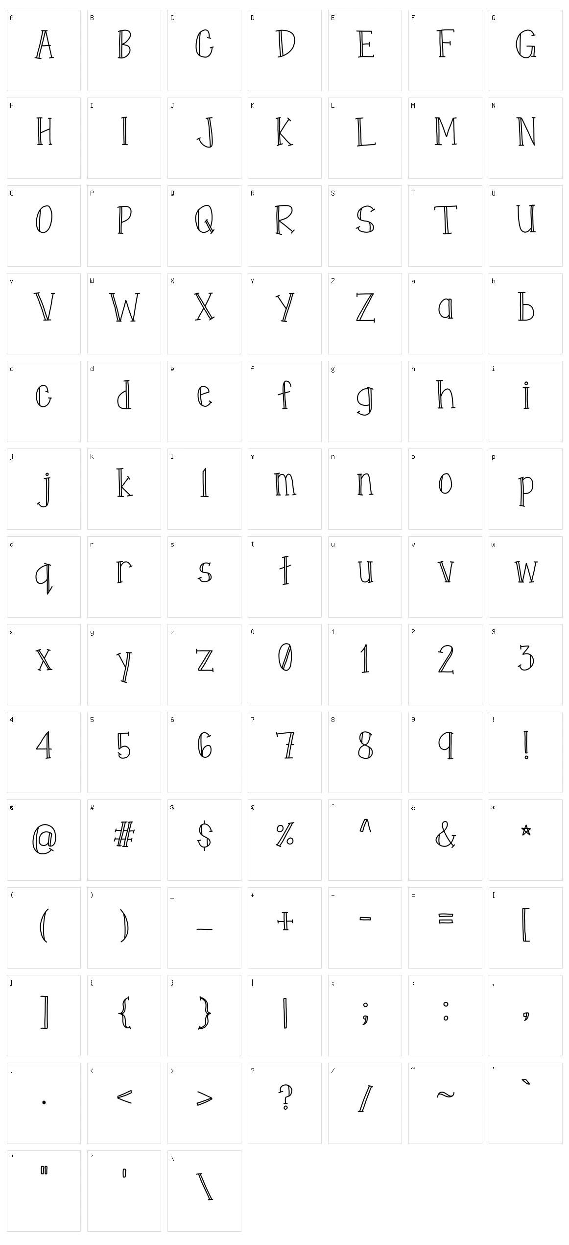 East Coast Stationery Character Set