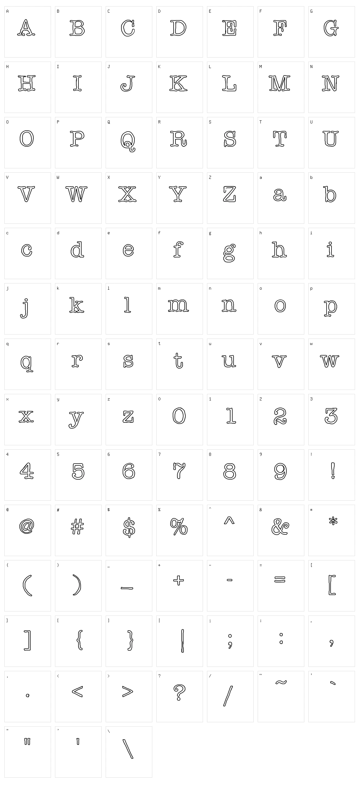 Effinground Character Set