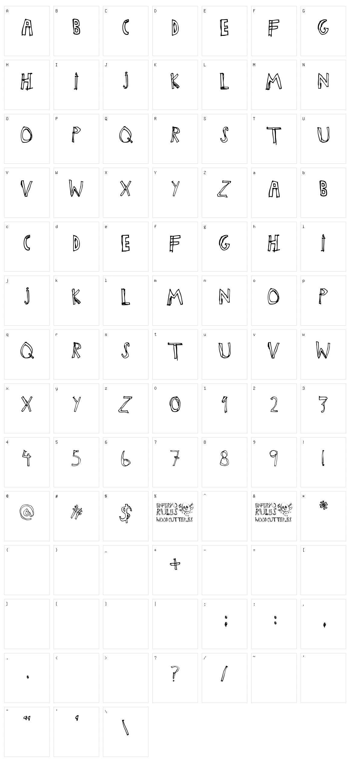 Enfermo Rules Character Set