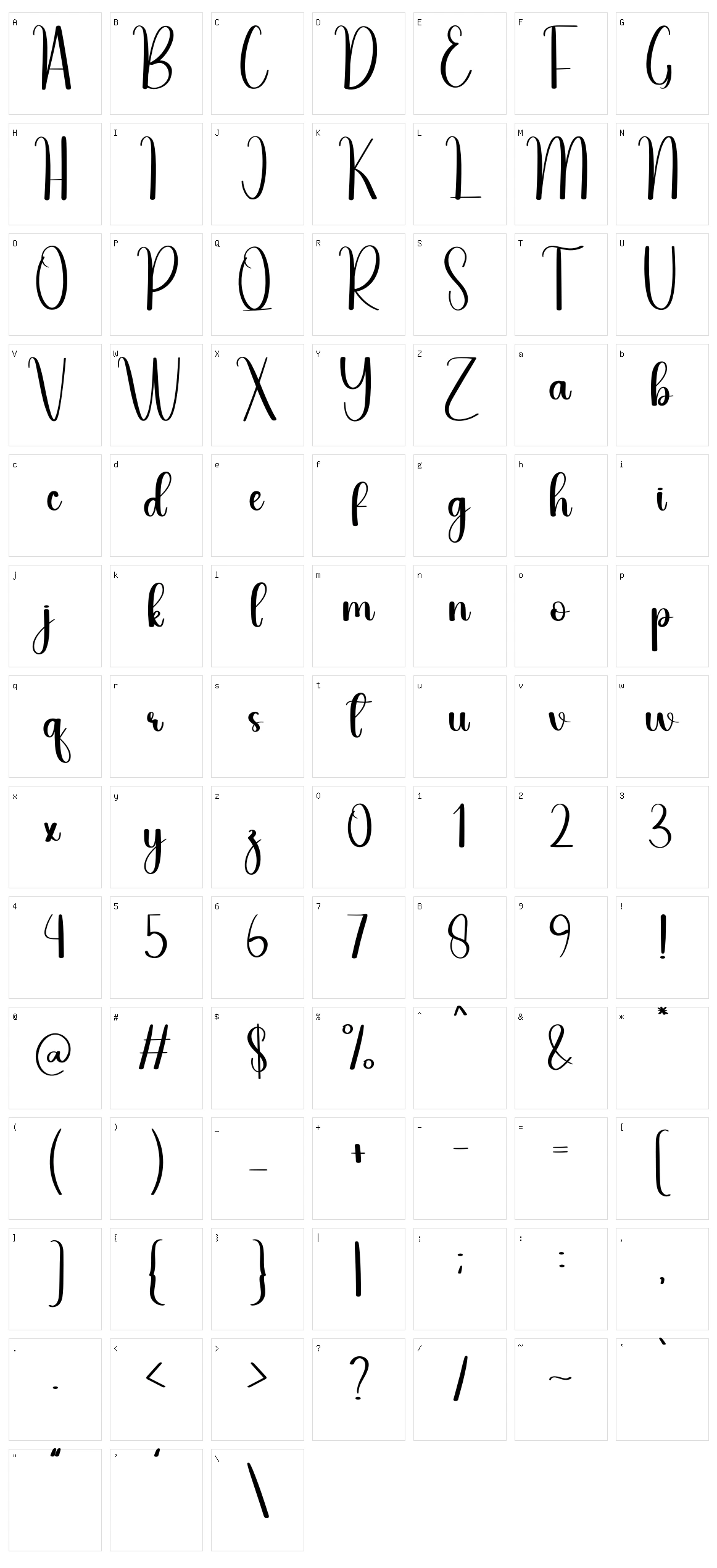 Calendar Character Set