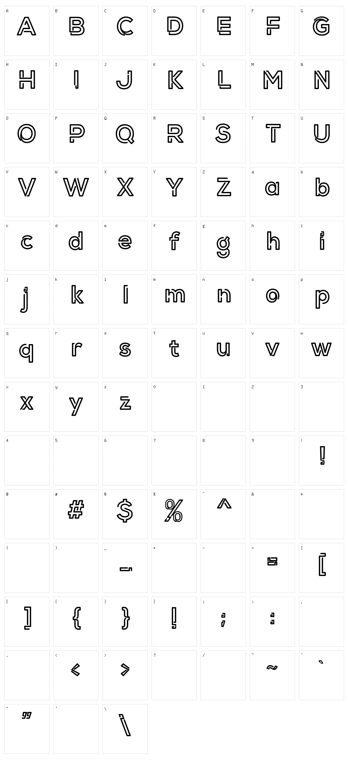 Exthing Character Set