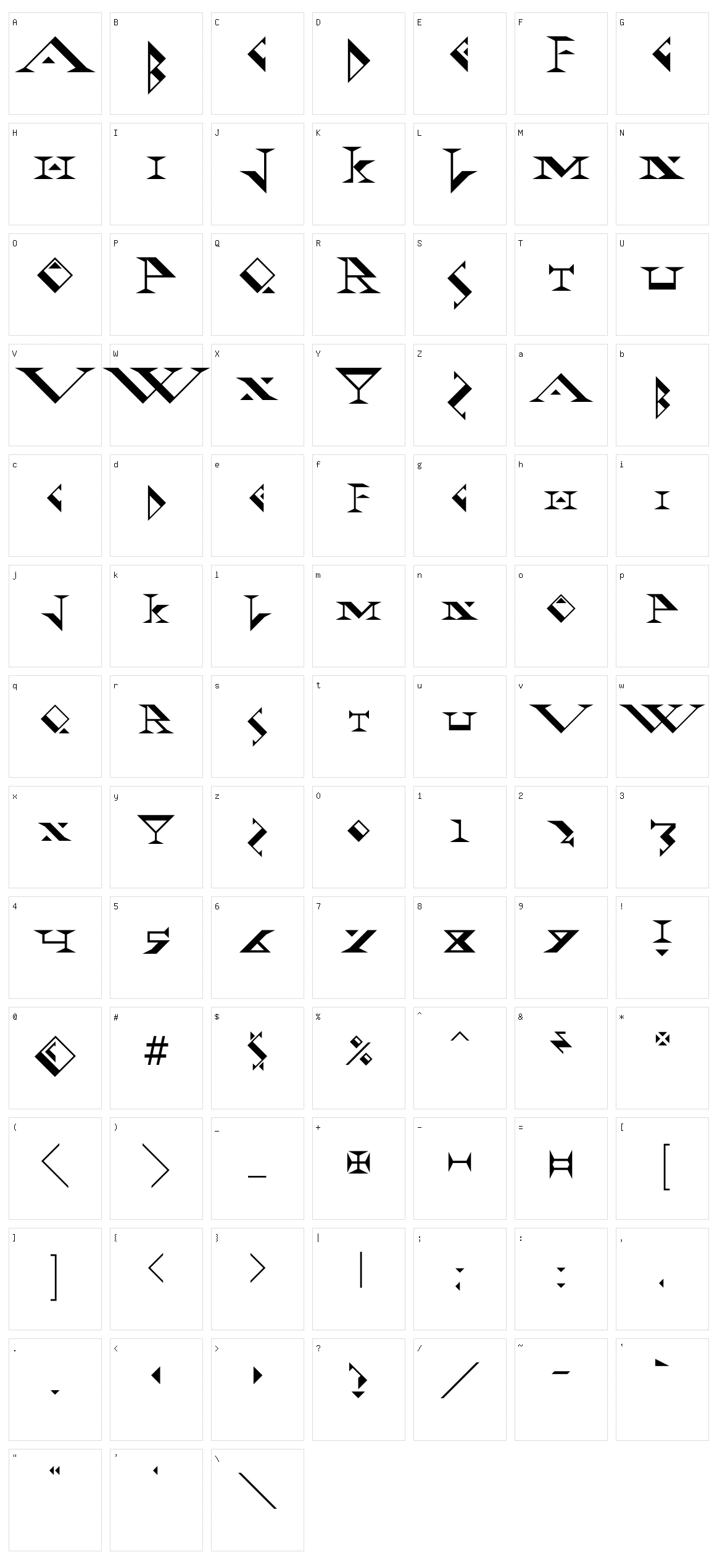 Fadgod Character Set
