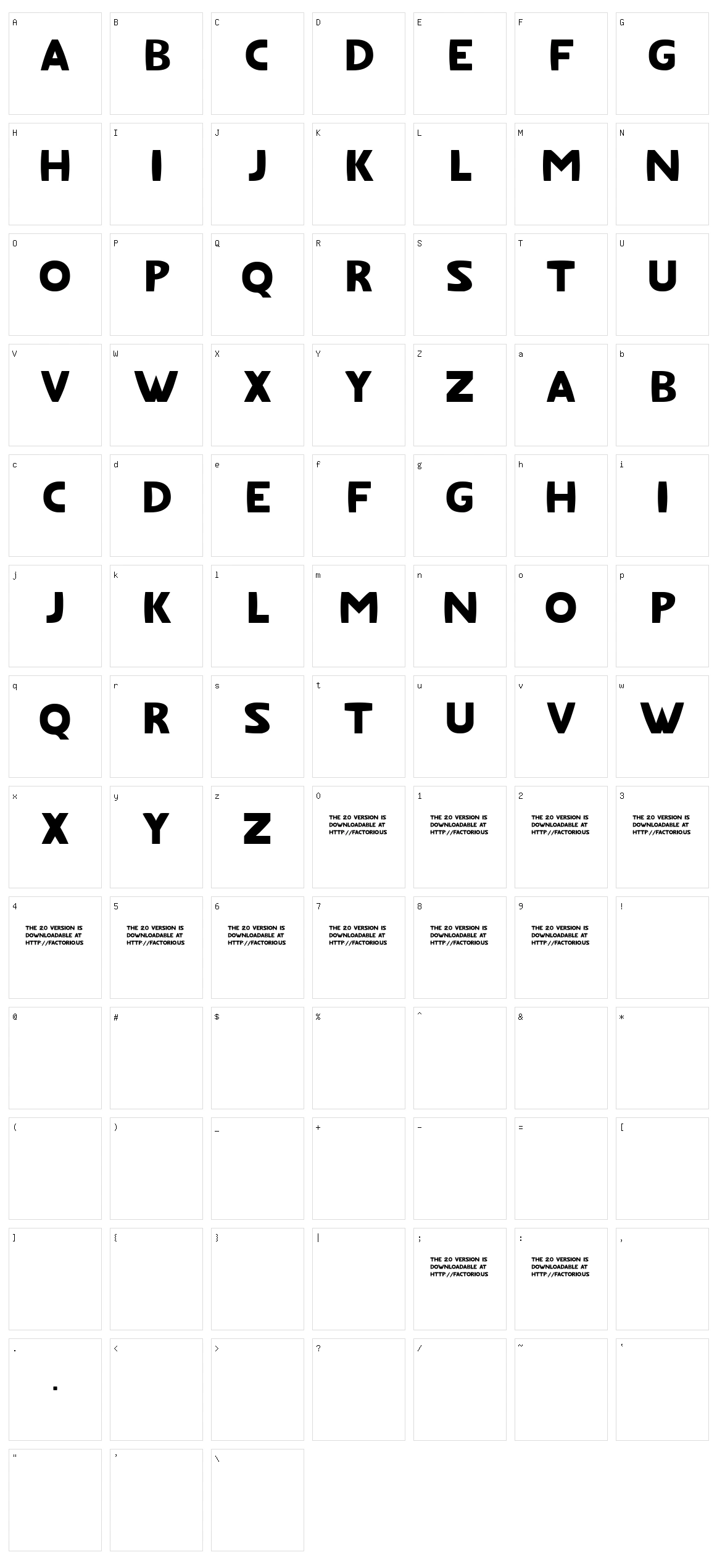 Fat Font Character Set