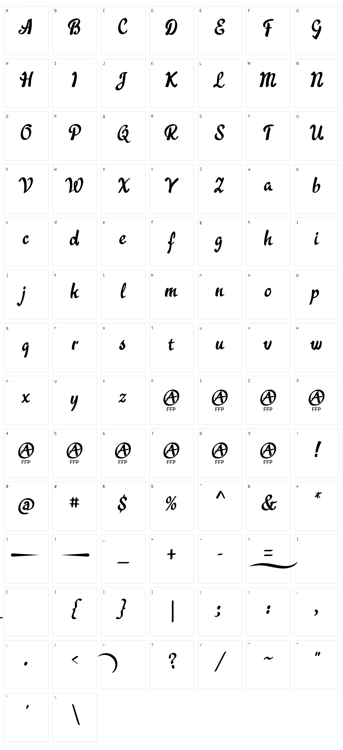 Acratica Character Set