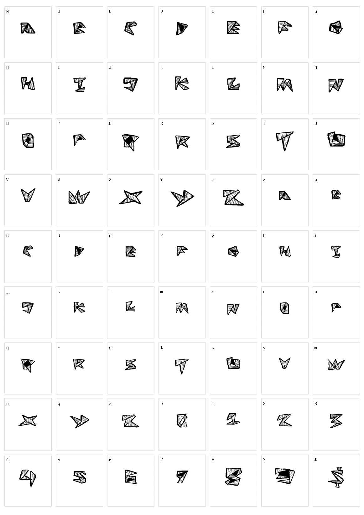 Fold Line Character Set