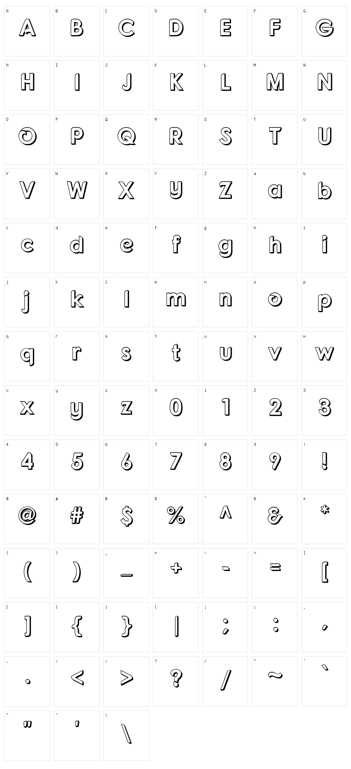 Fonarto XT Character Set
