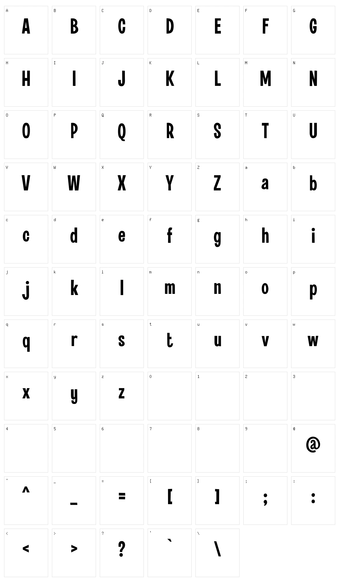 Fontwax Character Set