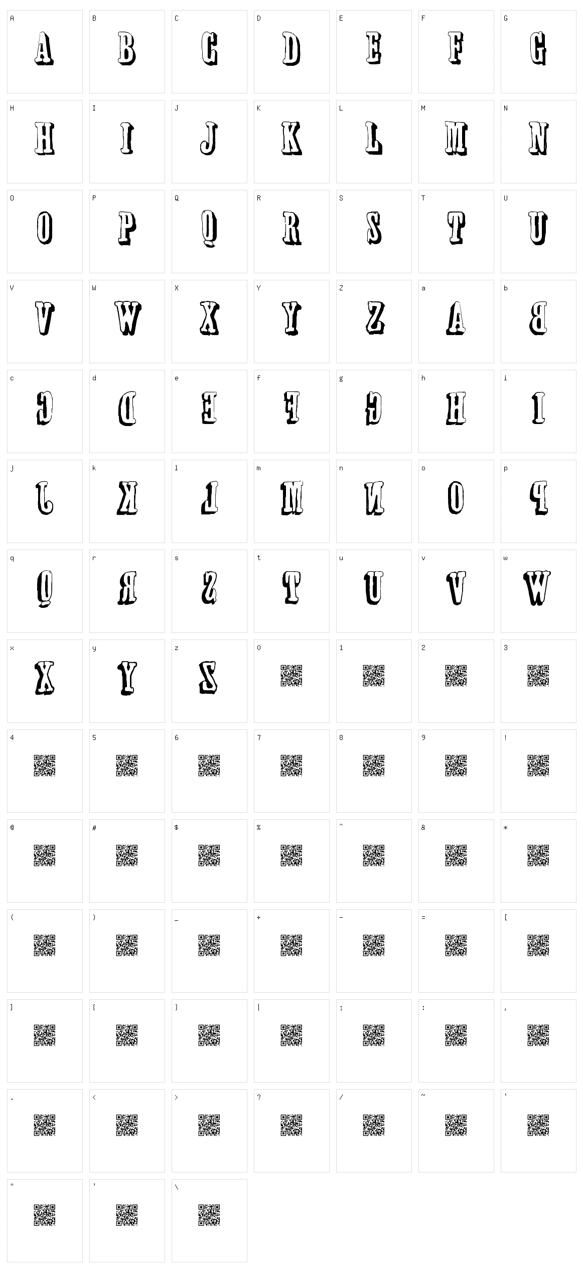 Forwards Backwards Character Set