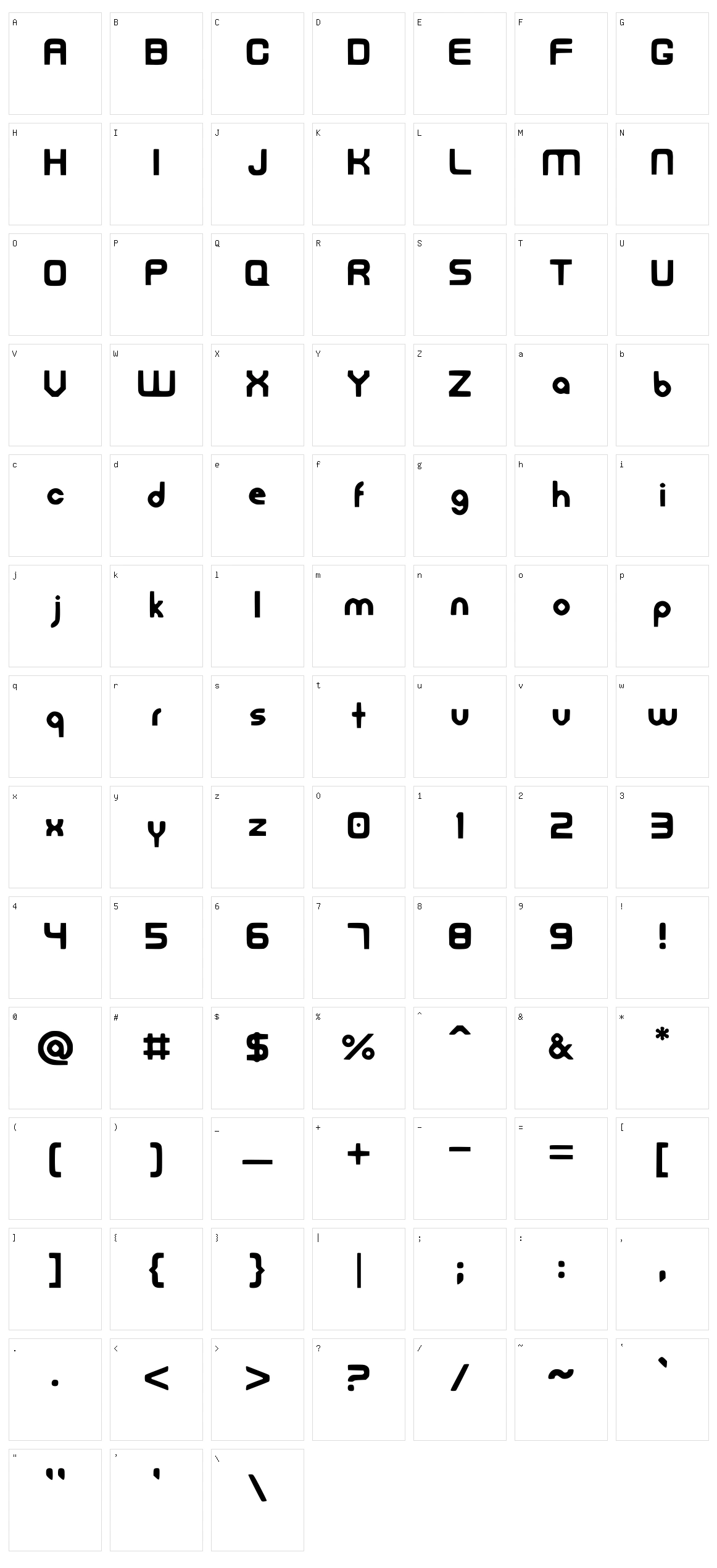 FreedanFont Character Set