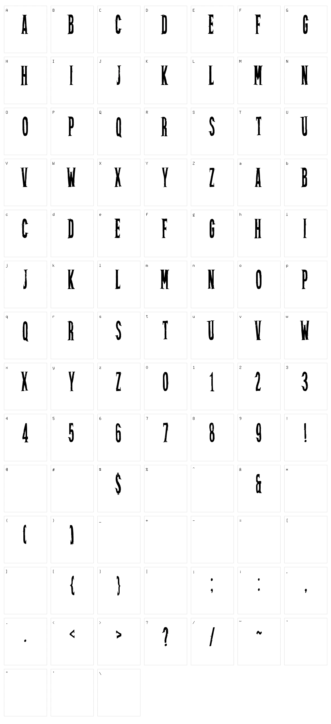 Frizton Character Set