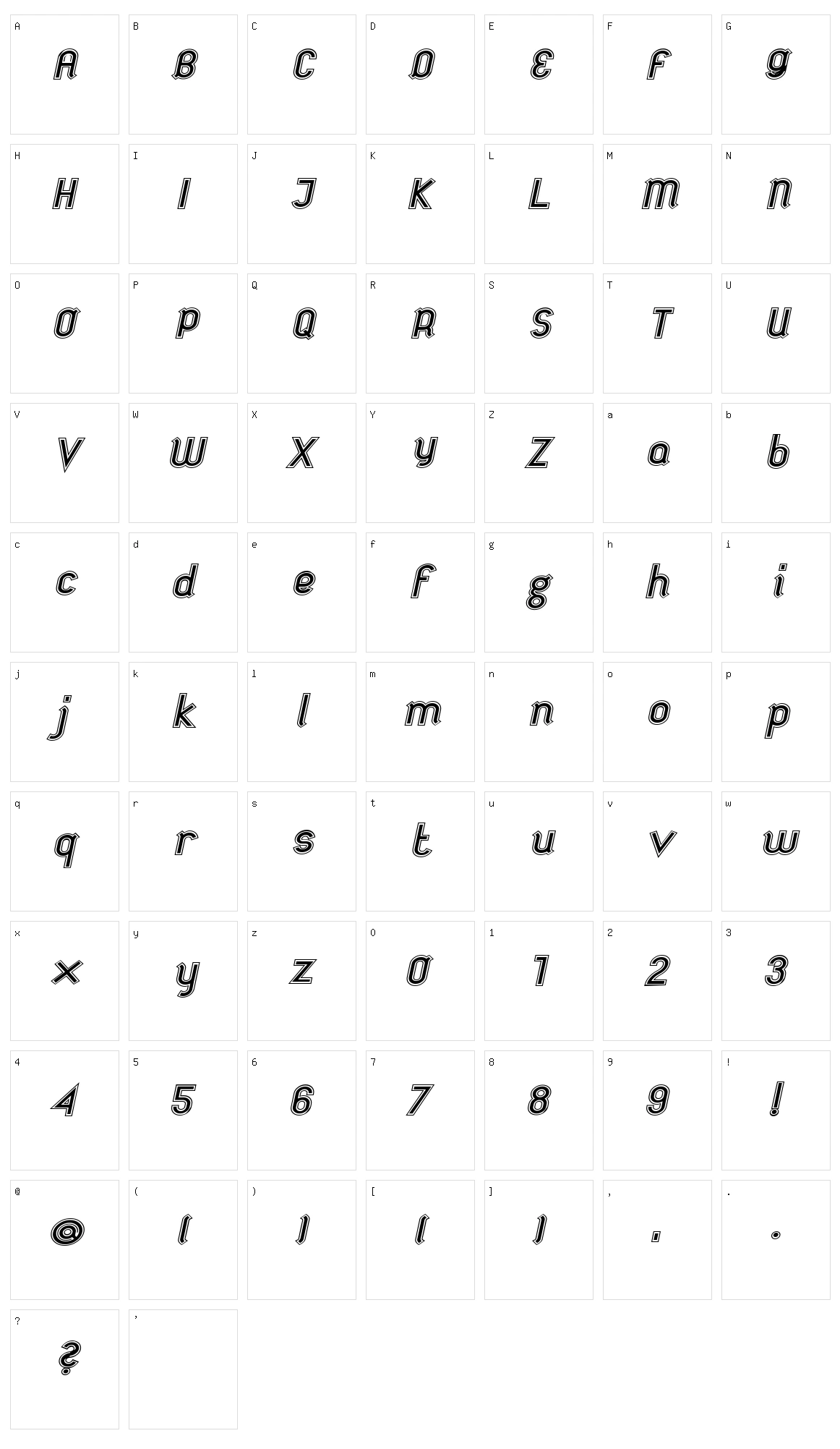 Futile Extra Italic Character Set