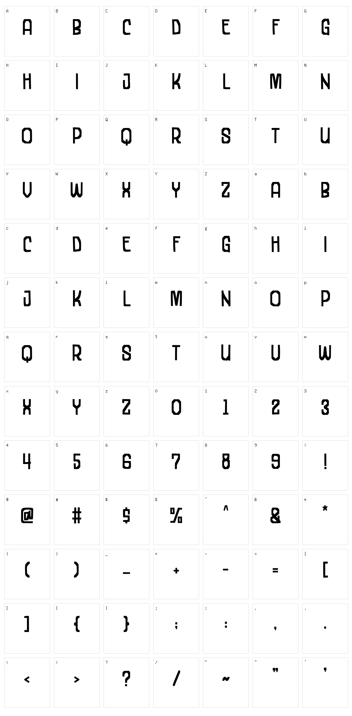 Garaga Character Set