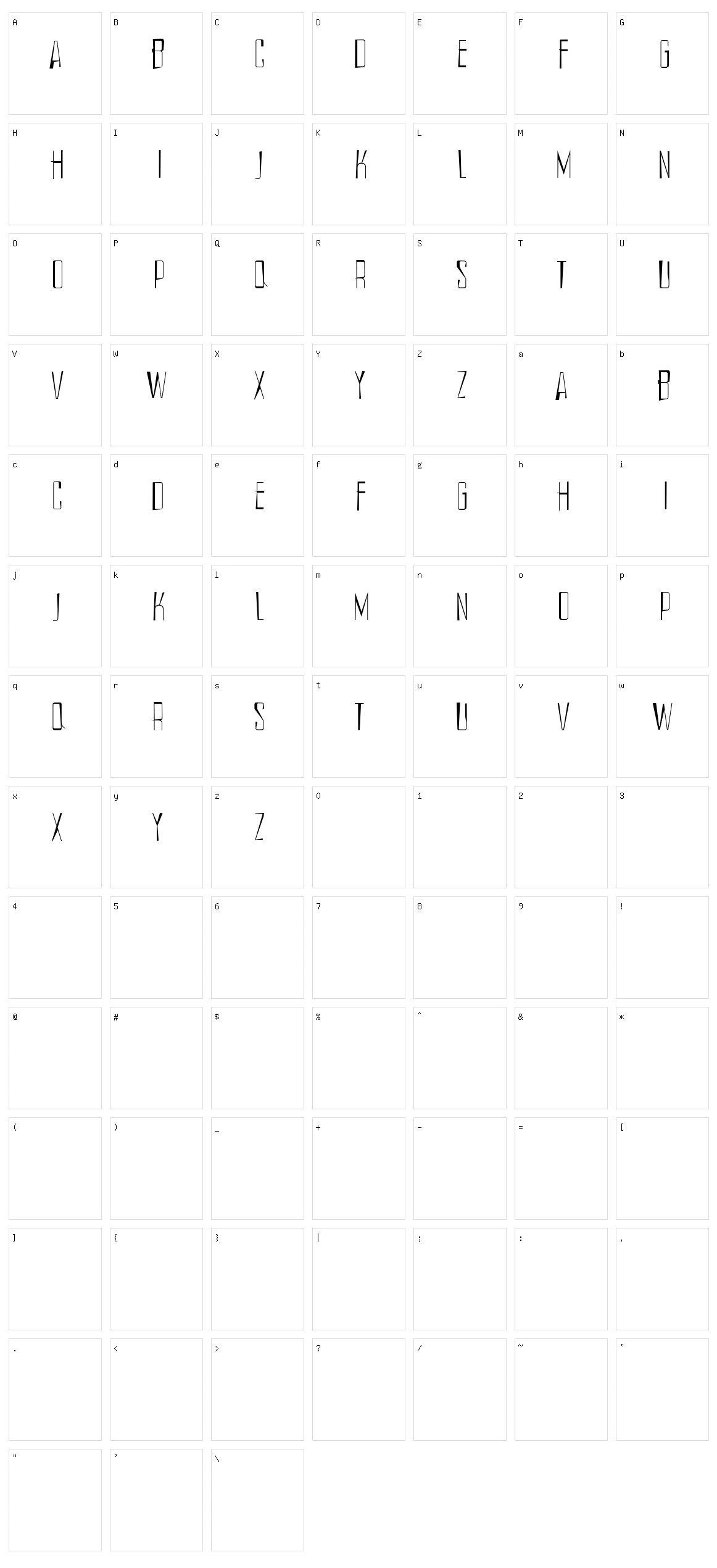 Gemessene Character Set