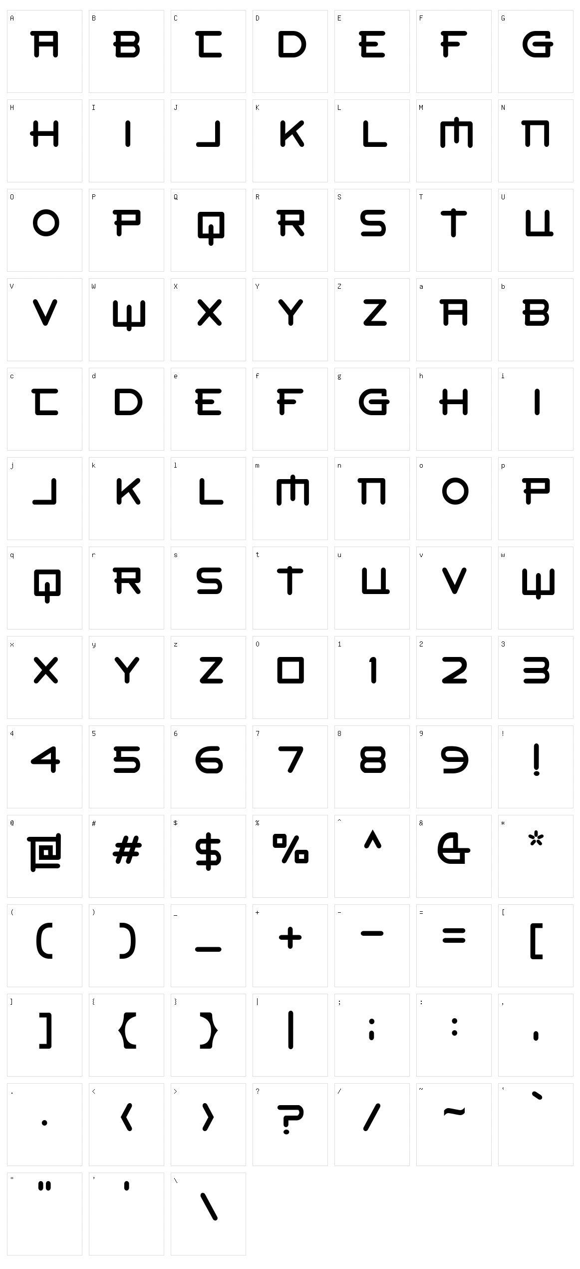 Geogrie Character Set
