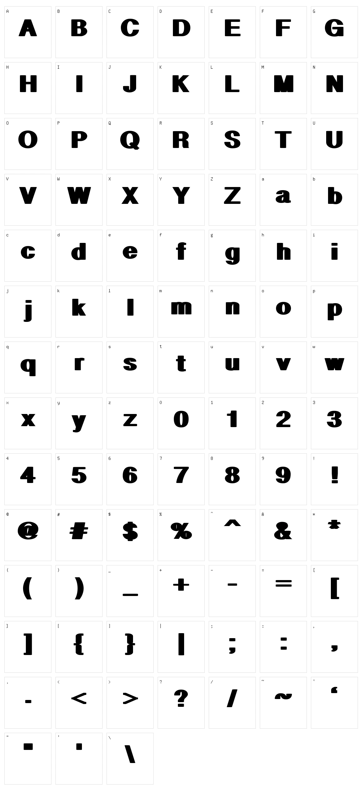 Geometric PW Character Set