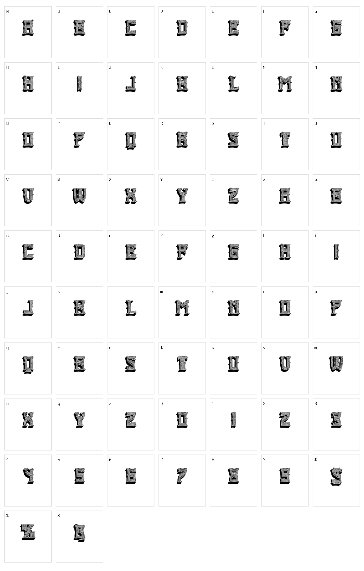 Gewidmet Character Set