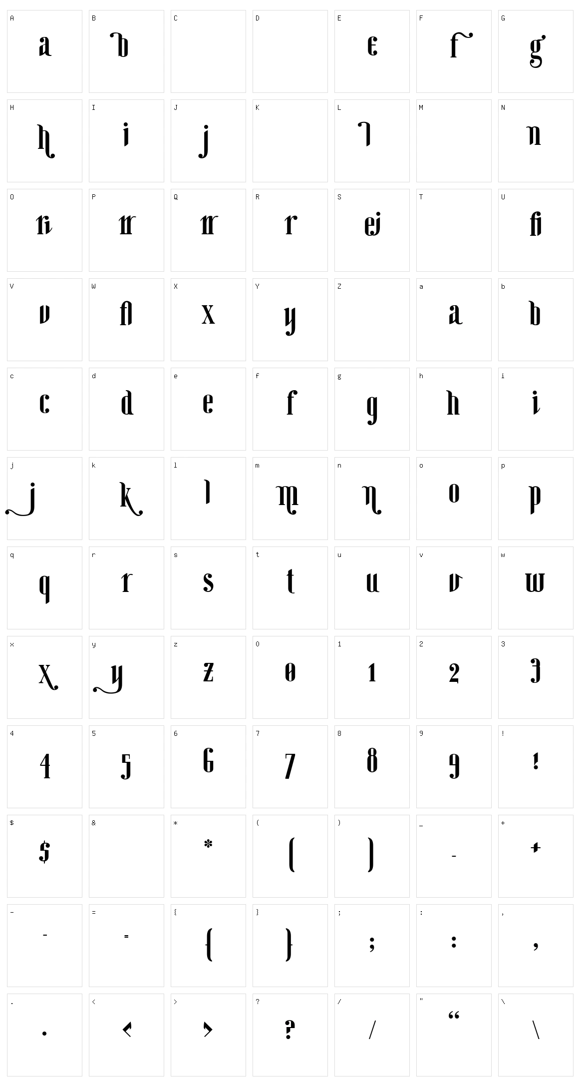 Ginebra Bolds Character Set