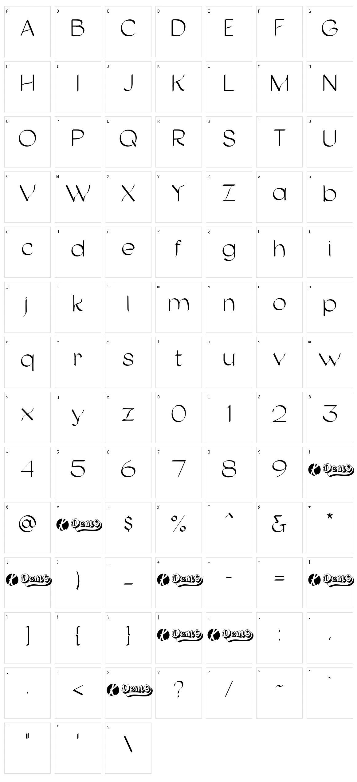 Giorsael Character Set