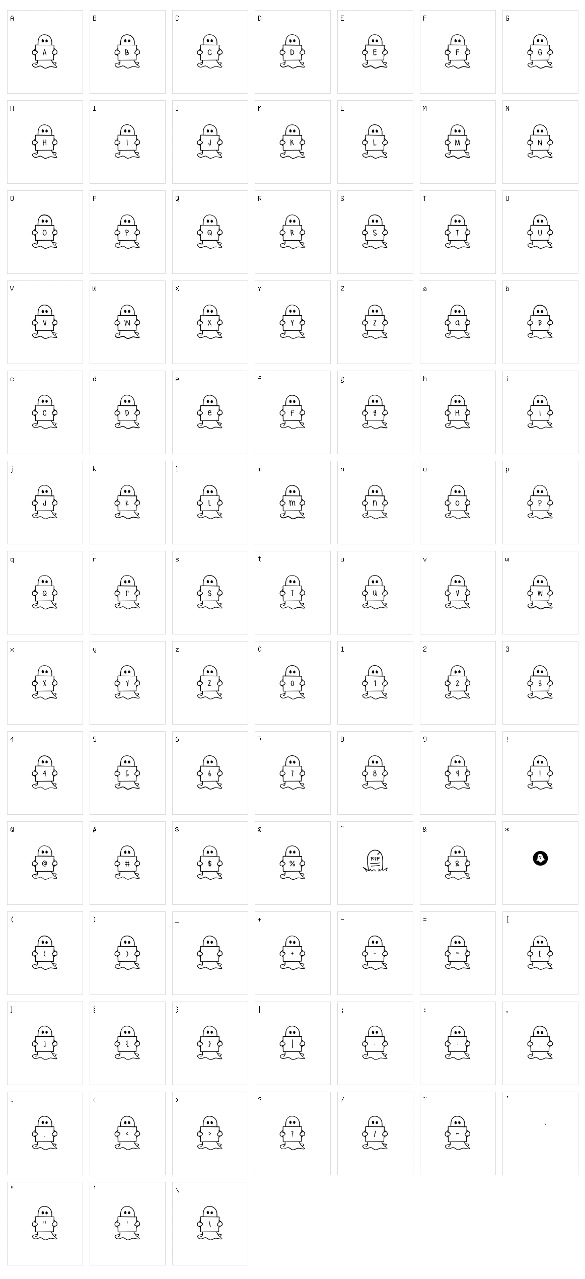 Spooky Ghost Letters Character Set