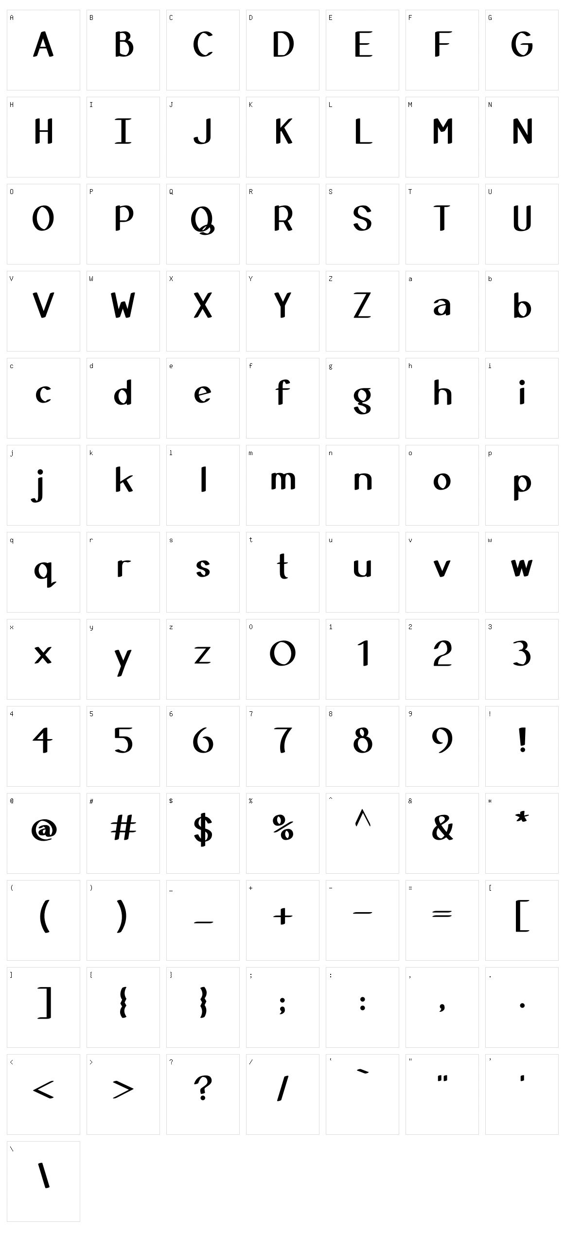 Gorgonzola Character Set
