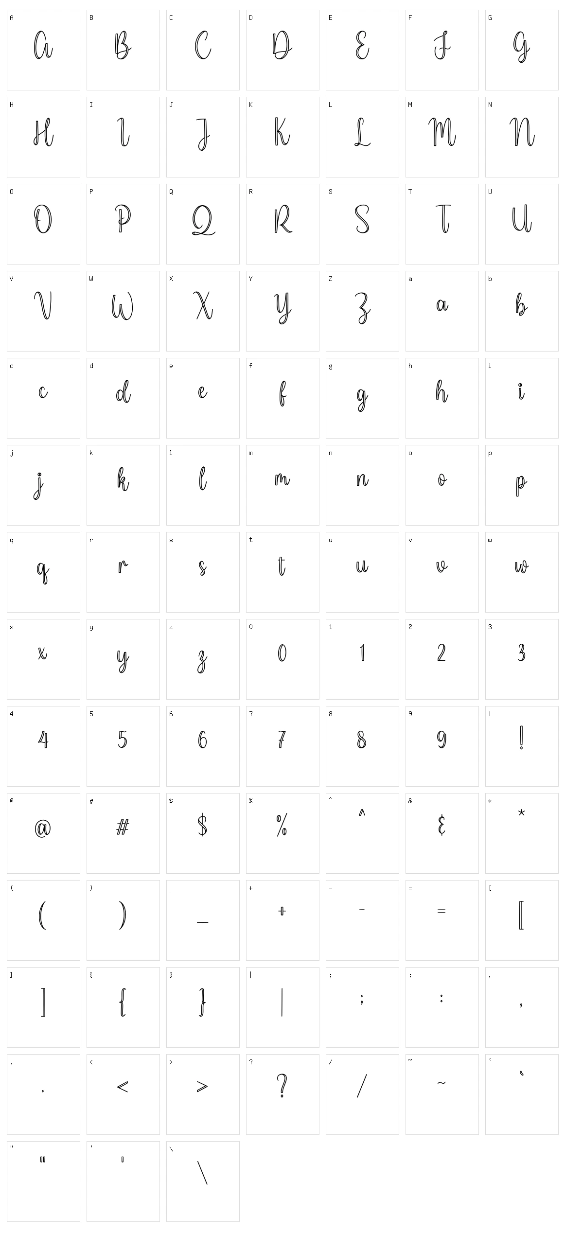 Millerline Character Set