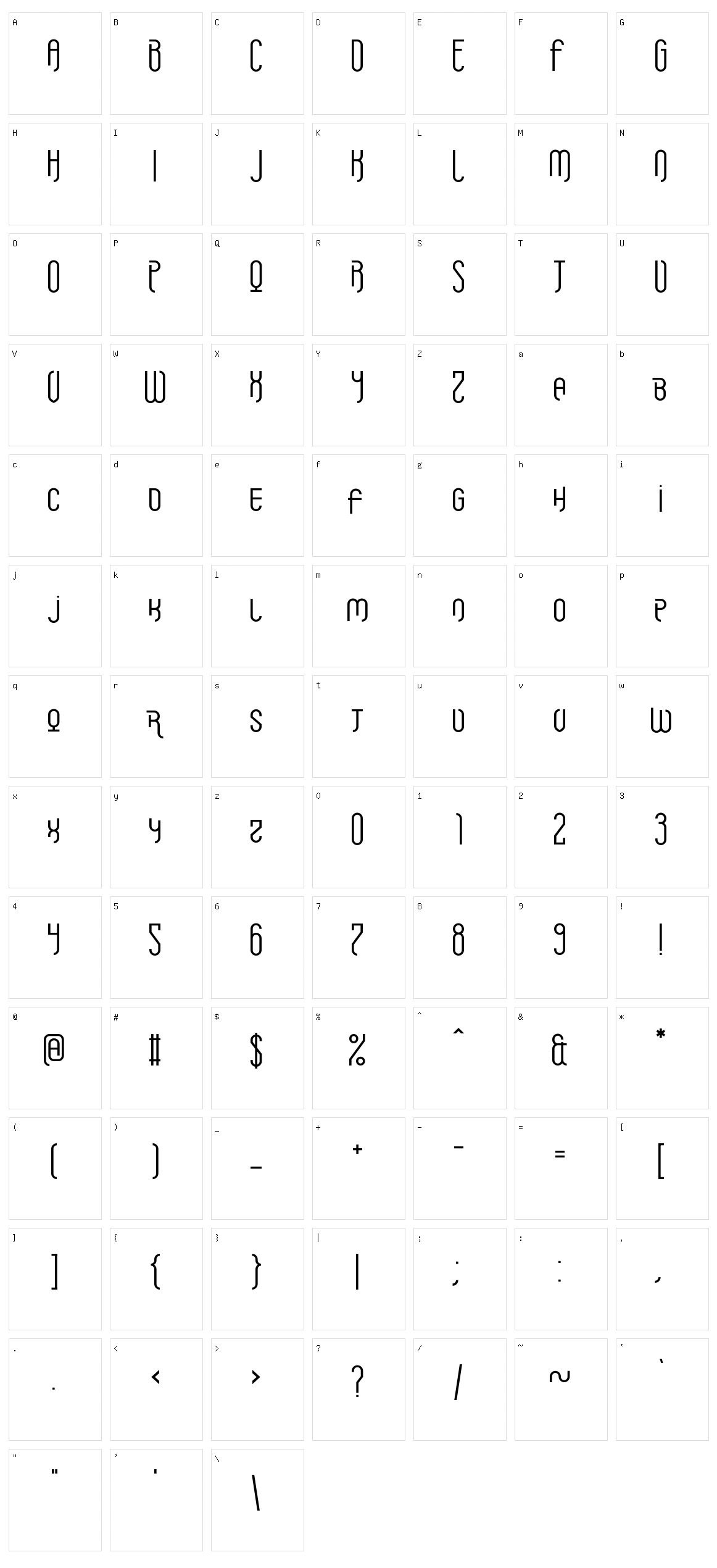 Griefmachine Character Set