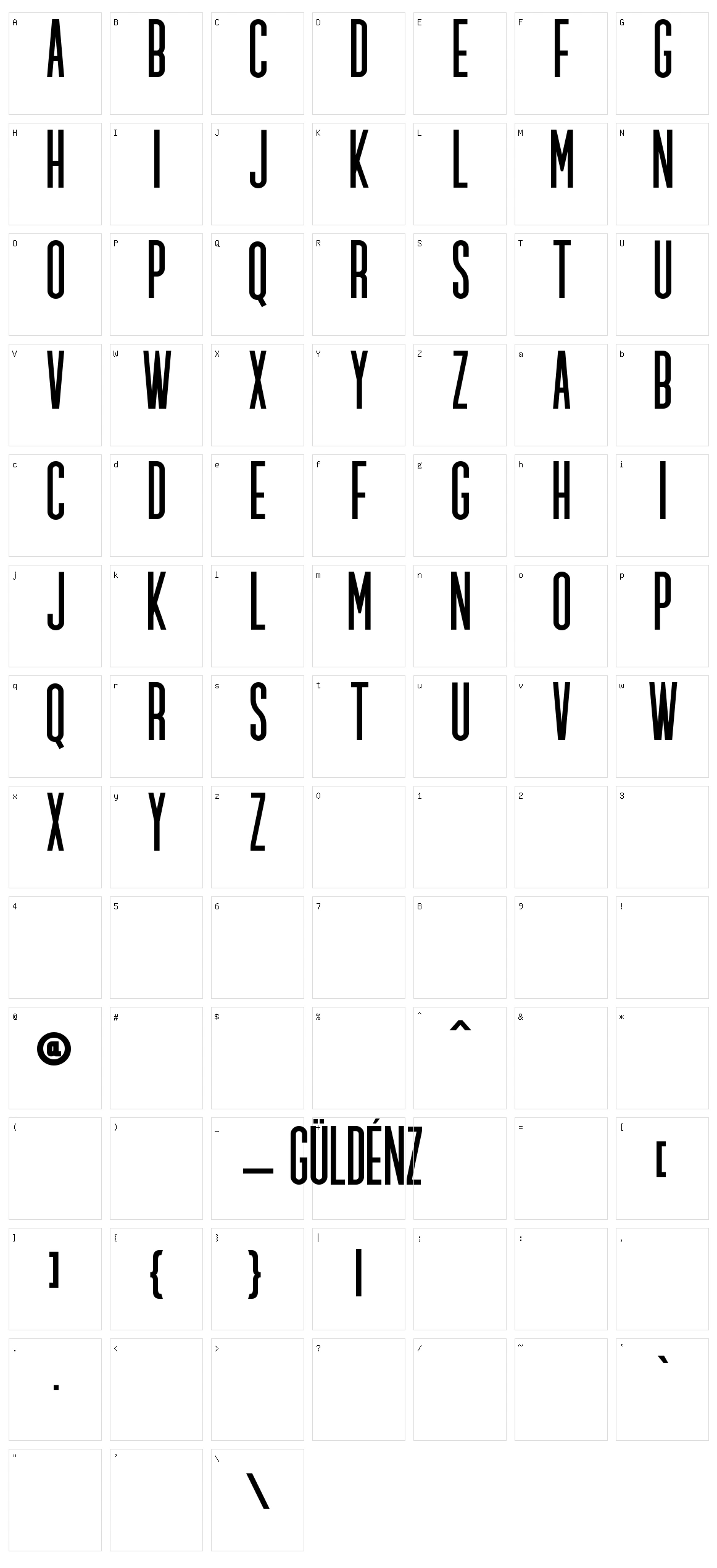 Guldenz Character Set