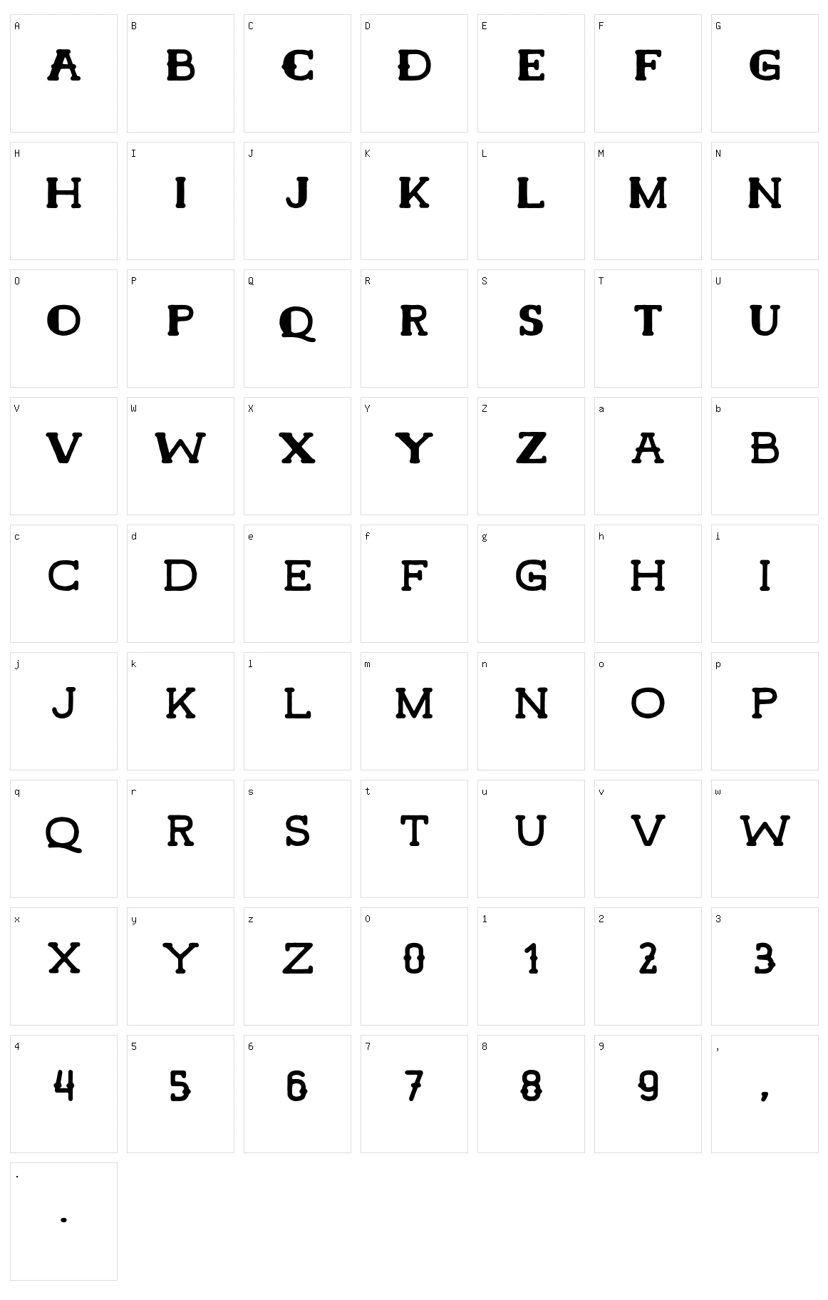 Hamer Character Set
