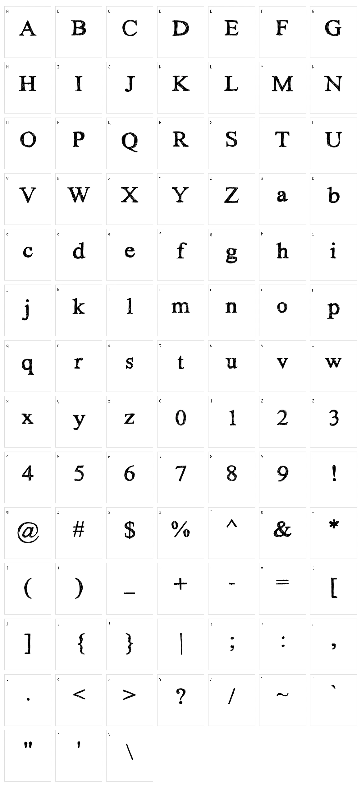 Hand Times Character Set