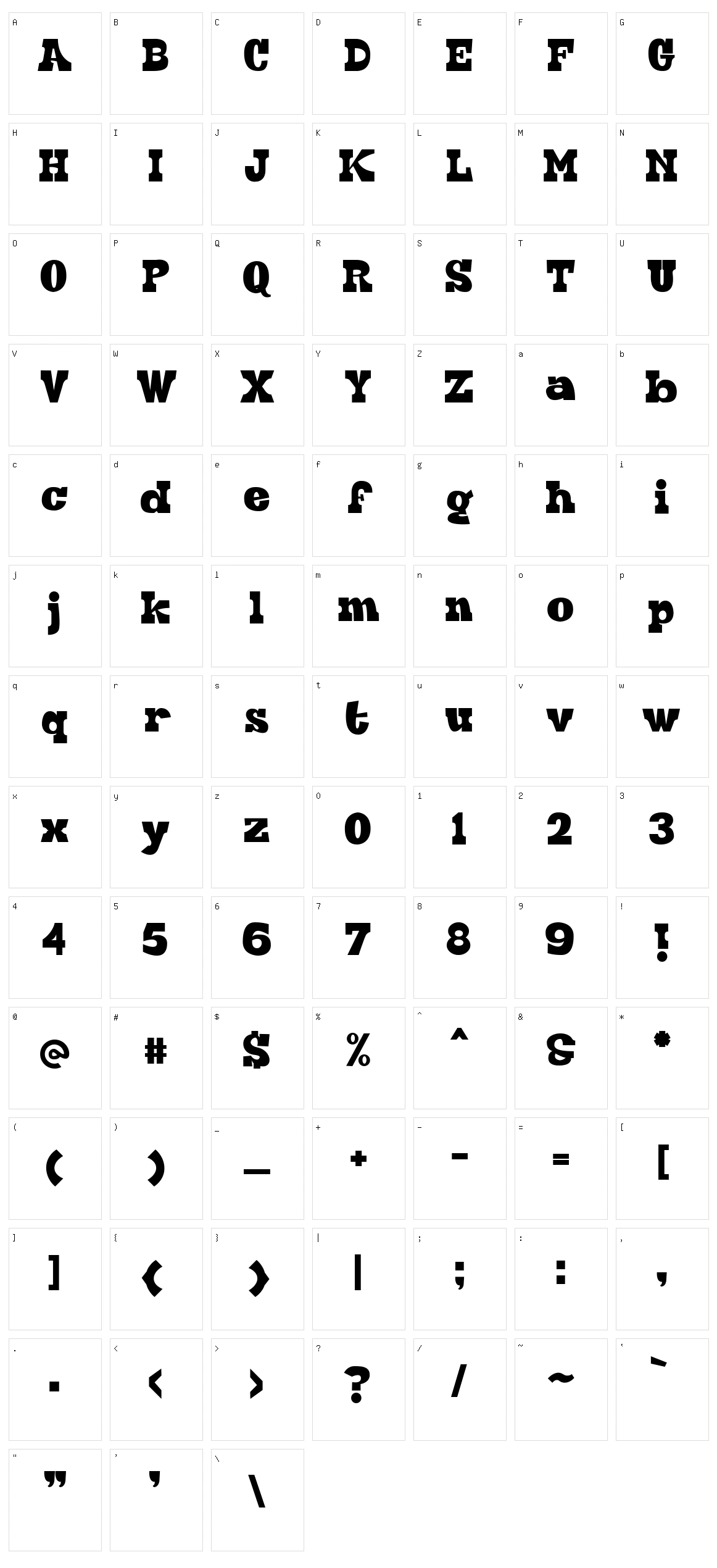 Hard Block Character Set