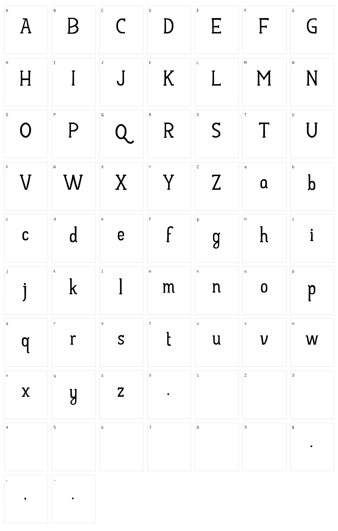 Hayyu Kaget Character Set